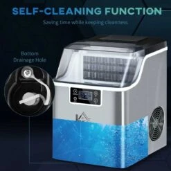 HOMCOM 20kg Portable Countertop Ice Maker Machine - Stainless Steel - 800-139V70 -Blanco Shop homcom 800139v70 self cleaning