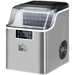 HOMCOM 20kg Portable Countertop Ice Maker Machine - Stainless Steel - 800-139V70 -Blanco Shop homcom 800139v70 side view