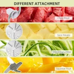 HOMCOM 500W 1.5 Litre Food Processor - Silver - 800-140V70 19 HOMCOM 500W 1.5 Litre Food Processor - Silver - 800-140V70 -Blanco Shop homcom 8001407v10 attachments