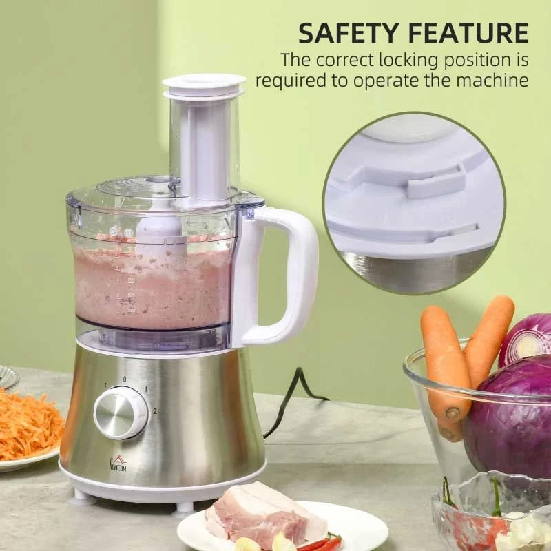 HOMCOM 500W 1.5 Litre Food Processor - Silver - 800-140V70 9 HOMCOM 500W 1.5 Litre Food Processor - Silver - 800-140V70 - Image 9
