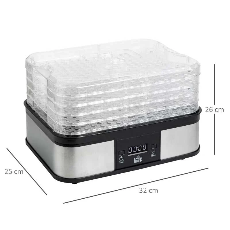 HOMCOM 245W 5 Tier Food Dehydrator - Silver - 800-142V70 2 HOMCOM 245W 5 Tier Food Dehydrator - Silver - 800-142V70 - Image 2