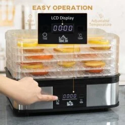 HOMCOM 245W 5 Tier Food Dehydrator - Silver - 800-142V70 17 HOMCOM 245W 5 Tier Food Dehydrator - Silver - 800-142V70 -Blanco Shop homcom 800142v70 1 features