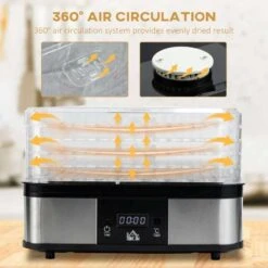 HOMCOM 245W 5 Tier Food Dehydrator - Silver - 800-142V70 16 HOMCOM 245W 5 Tier Food Dehydrator - Silver - 800-142V70 -Blanco Shop homcom 800142v70 1 information