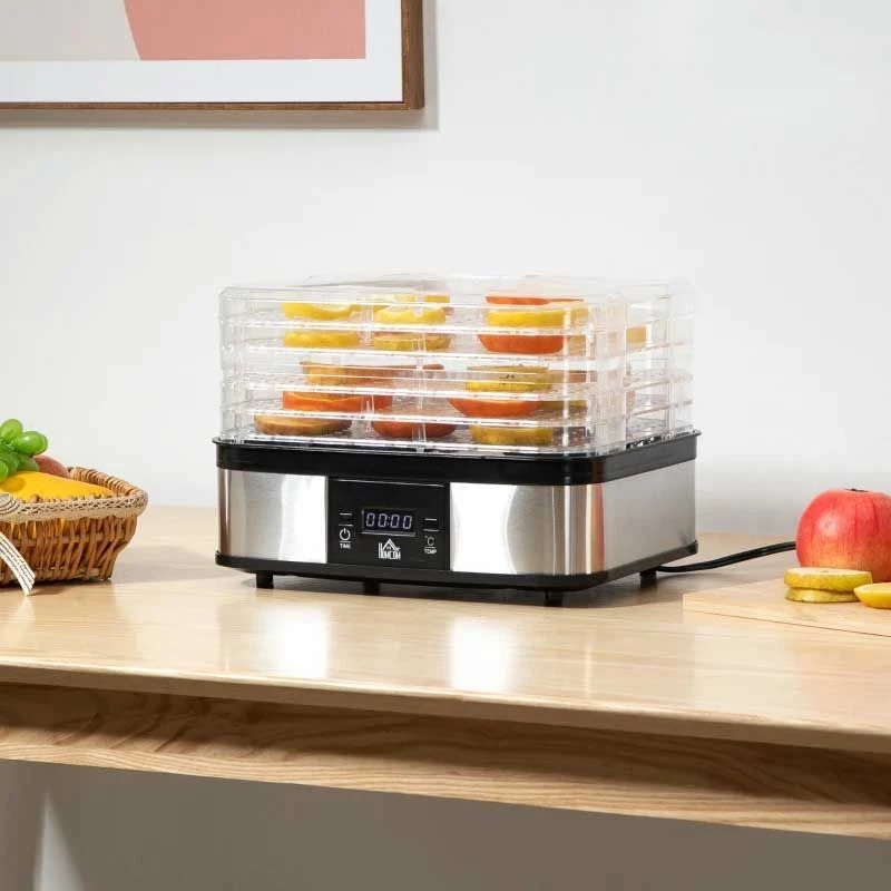 HOMCOM 245W 5 Tier Food Dehydrator - Silver - 800-142V70 4 HOMCOM 245W 5 Tier Food Dehydrator - Silver - 800-142V70 - Image 4