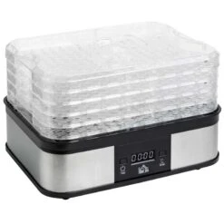HOMCOM 245W 5 Tier Food Dehydrator - Silver - 800-142V70 12 HOMCOM 245W 5 Tier Food Dehydrator - Silver - 800-142V70 -Blanco Shop homcom 800142v70 1 main view