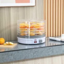HOMCOM 245W 5 Tier Food Dehydrator - White - 800-144V70
