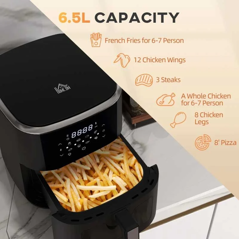HOMCOM 1500W 6.7 Litre Air Fryer With Digital Display - Black - 800-147V71BK 10 HOMCOM 1500W 6.7 Litre Air Fryer With Digital Display - Black - 800-147V71BK - Image 10