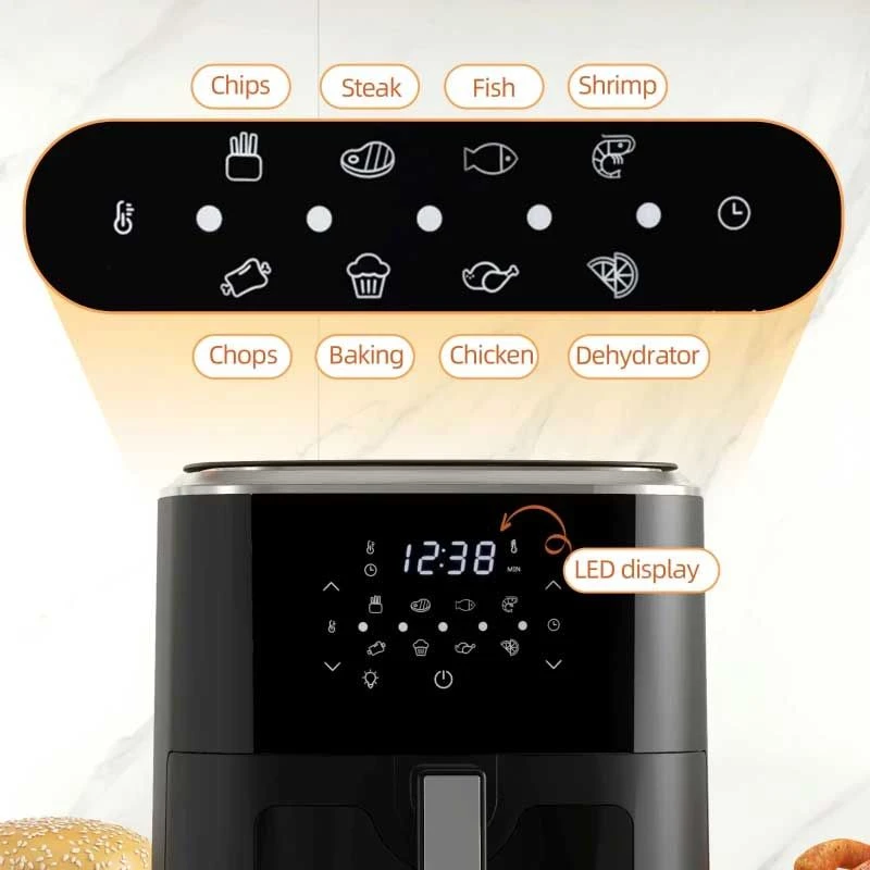 HOMCOM 1500W 6.7 Litre Air Fryer With Digital Display - Black - 800-147V71BK 8 HOMCOM 1500W 6.7 Litre Air Fryer With Digital Display - Black - 800-147V71BK - Image 8