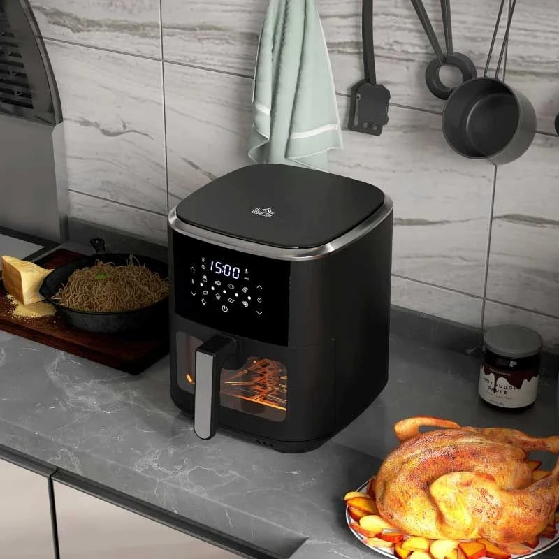 HOMCOM 1500W 6.7 Litre Air Fryer With Digital Display - Black - 800-147V71BK 5 HOMCOM 1500W 6.7 Litre Air Fryer With Digital Display - Black - 800-147V71BK - Image 5
