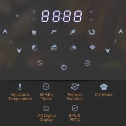 HOMCOM 1500W 7 Litre Air Fryer With Digital Display - Black - 800-148V70 -Blanco Shop homcom 800148v70 led display