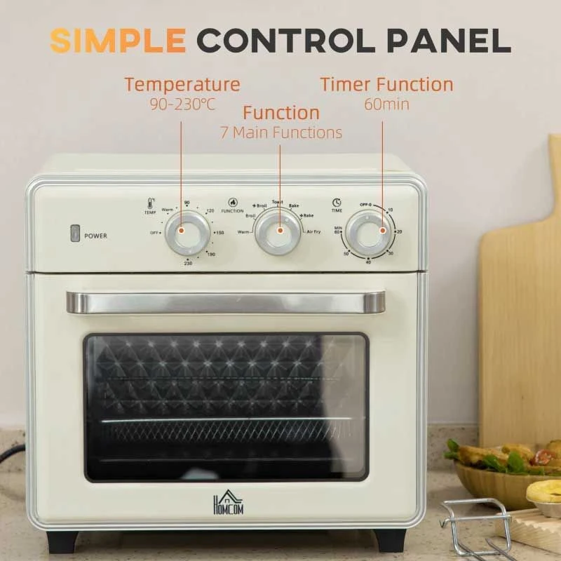 HOMCOM 1400W 20 Litre Mini Toaster Oven - Cream White - 800-152V70CW 8 HOMCOM 1400W 20 Litre Mini Toaster Oven - Cream White - 800-152V70CW - Image 8