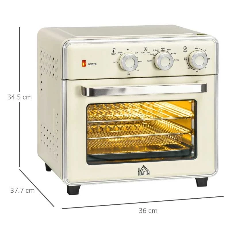 HOMCOM 1400W 20 Litre Mini Toaster Oven - Cream White - 800-152V70CW 2 HOMCOM 1400W 20 Litre Mini Toaster Oven - Cream White - 800-152V70CW - Image 2