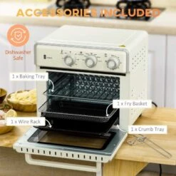 HOMCOM 1400W 20 Litre Mini Toaster Oven - Cream White - 800-152V70CW 18 HOMCOM 1400W 20 Litre Mini Toaster Oven - Cream White - 800-152V70CW -Blanco Shop homcom 800152v70cw features1