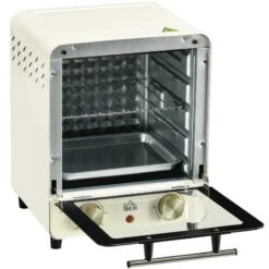 HOMCOM 1000W 15 Litre Mini Countertop Oven & Grill - Cream White - 800-153V70CW -Blanco Shop homcom 800153v70cw door open