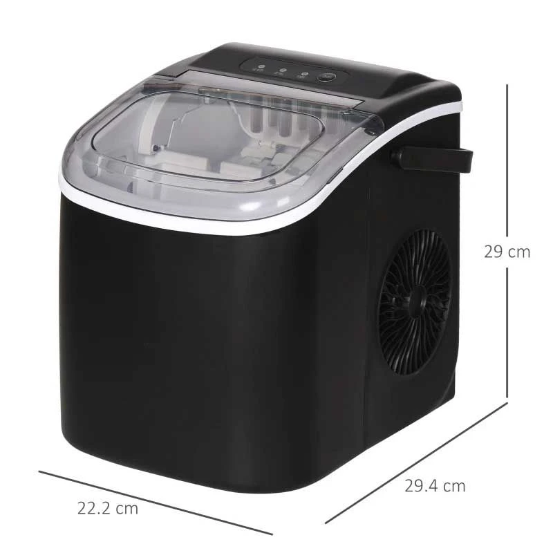 HOMCOM 12 Kg Portable Countertop Ice Maker Machine - Black - 800-154V70BK 2 HOMCOM 12 Kg Portable Countertop Ice Maker Machine - Black - 800-154V70BK - Image 2