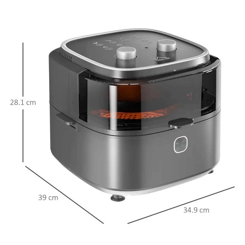HOMCOM 1350W 6.5 Litre Family Size Air Fryer With Rapid Air Circulation - Grey - 800-164V70GY 2 HOMCOM 1350W 6.5 Litre Family Size Air Fryer With Rapid Air Circulation - Grey - 800-164V70GY - Image 2