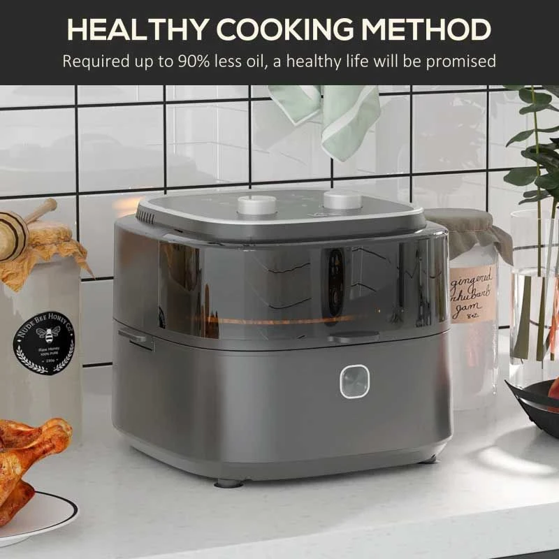 HOMCOM 1350W 6.5 Litre Family Size Air Fryer With Rapid Air Circulation - Grey - 800-164V70GY 10 HOMCOM 1350W 6.5 Litre Family Size Air Fryer With Rapid Air Circulation - Grey - 800-164V70GY - Image 10