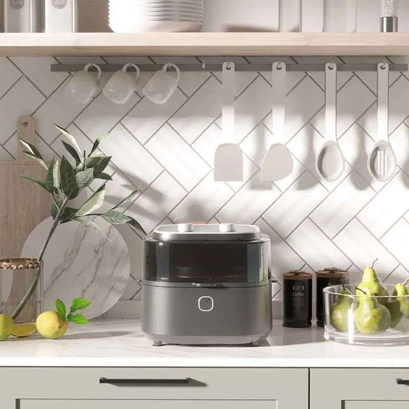 HOMCOM 1350W 6.5 Litre Family Size Air Fryer With Rapid Air Circulation - Grey - 800-164V70GY 3 HOMCOM 1350W 6.5 Litre Family Size Air Fryer With Rapid Air Circulation - Grey - 800-164V70GY - Image 3