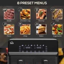 HOMCOM 2500W 8 Litre Family Size Air Fryer With Digital Display - Black - 800-166V70BK -Blanco Shop homcom 800166v70bk panel 1