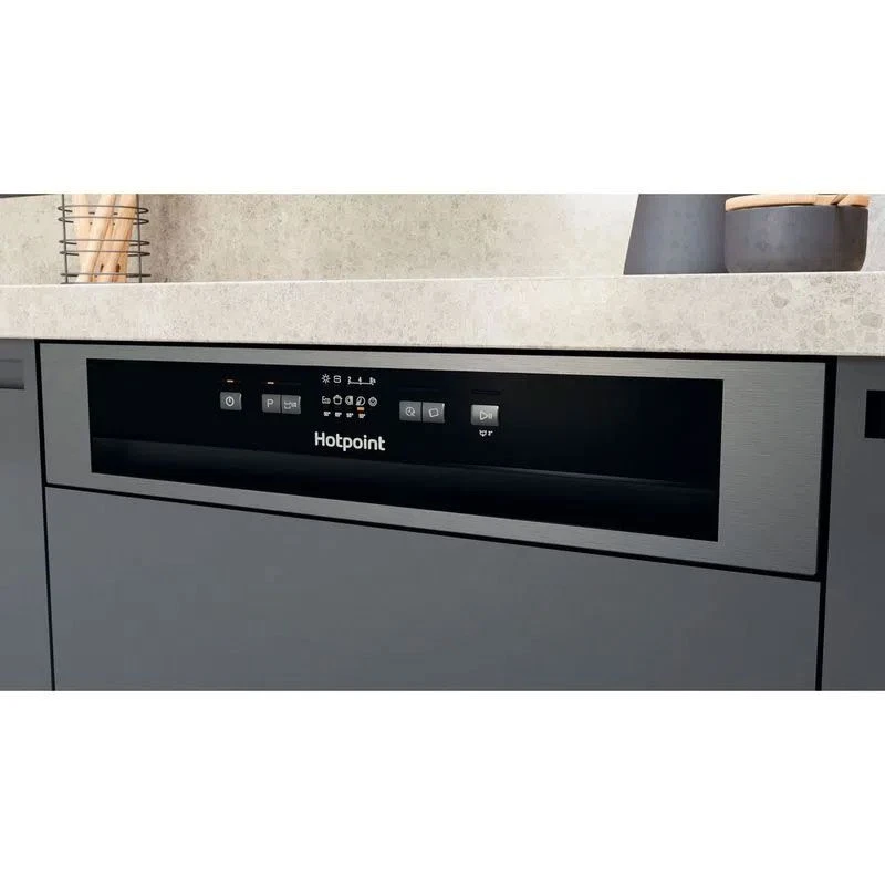 Hotpoint HBC 2B19 X UK N Built In Semi Integrated 60cm Dishwasher - Stainless Steel 8 Hotpoint HBC 2B19 X UK N Built In Semi Integrated 60cm Dishwasher - Stainless Steel - Image 8