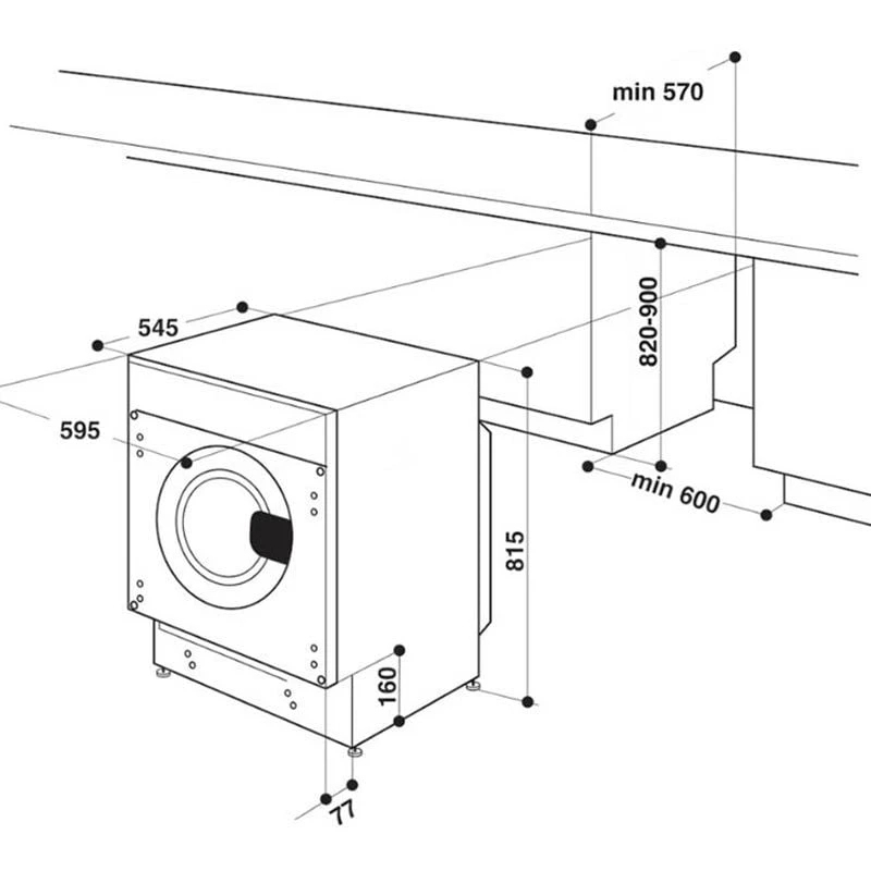 Indesit BI WMIL 71252 UK N Built In 7kg 1200rpm Washing Machine - White - BI WMIL 71252 UK N 10 Indesit BI WMIL 71252 UK N Built In 7kg 1200rpm Washing Machine - White - BI WMIL 71252 UK N - Image 10