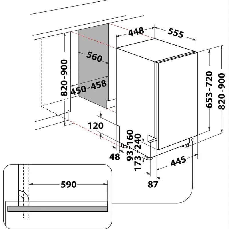 Indesit DSIE 2B10 UK N Built In 45cm Dishwasher - White 5 Indesit DSIE 2B10 UK N Built In 45cm Dishwasher - White - Image 5