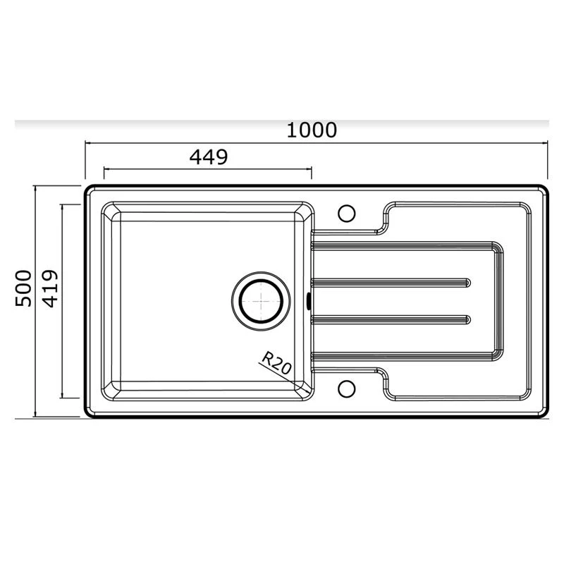 Thomas Denby Jarla 1 Bowl Ceramic Kitchen Sink & Drainer - White - JAR1010 2 Thomas Denby Jarla 1 Bowl Ceramic Kitchen Sink & Drainer - White - JAR1010 - Image 2