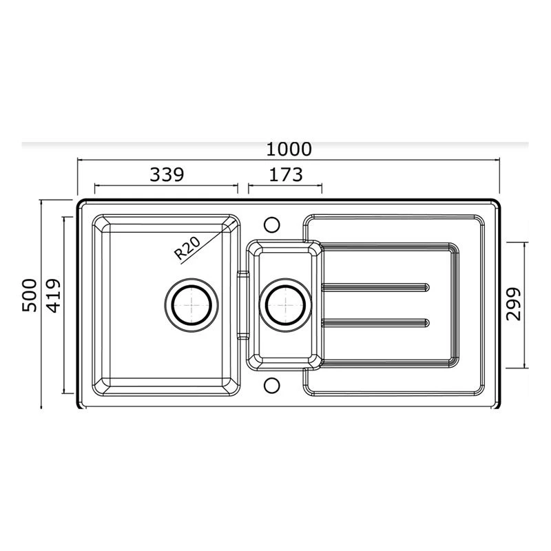 Thomas Denby Jarla 1.5 Bowl Ceramic Kitchen Sink & Drainer - White - JAR1020 2 Thomas Denby Jarla 1.5 Bowl Ceramic Kitchen Sink & Drainer - White - JAR1020 - Image 2