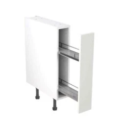 Kitchen Kit Slab 150mm Pull Out Base Cabinet - Super Gloss - White - Flatpacked - FKKF0051