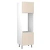 Kitchen Kit Slab 600mm Tall Double Oven Housing - Super Gloss - Cashmere - Flatpacked - FKKF0121