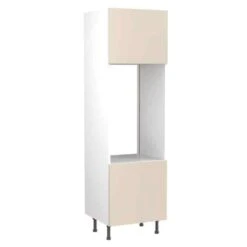Kitchen Kit Slab 600mm Tall Double Oven Housing - Super Gloss - Cashmere - Flatpacked - FKKF0121