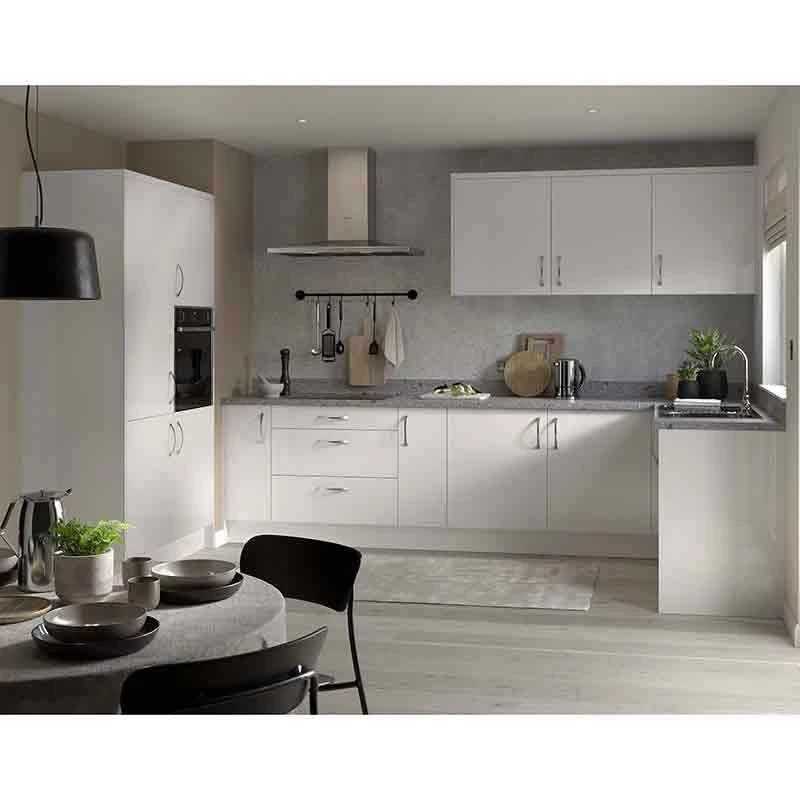 Kitchen Kit Slab 600mm Tall Larder Cabinet - Super Gloss - Light Grey - Flatpacked - FKKF0234 2 Kitchen Kit Slab 600mm Tall Larder Cabinet - Super Gloss - Light Grey - Flatpacked - FKKF0234 - Image 2