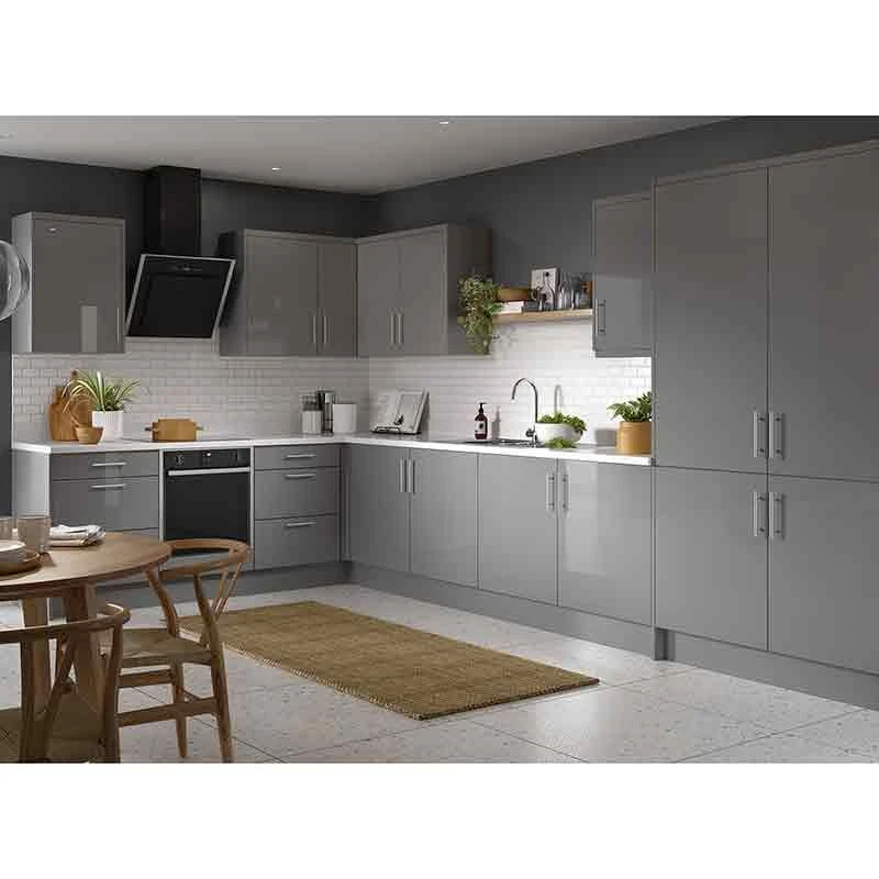 Kitchen Kit Slab 600mm Tall 70/30 Fridge/Freezer Housing - Super Gloss - Dust Grey - Flatpacked - FKKF0322 2 Kitchen Kit Slab 600mm Tall 70/30 Fridge/Freezer Housing - Super Gloss - Dust Grey - Flatpacked - FKKF0322 - Image 2