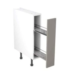 Kitchen Kit Slab 150mm Pull Out Base Cabinet - Super Gloss - Dust Grey - Flatpacked - FKKF0351