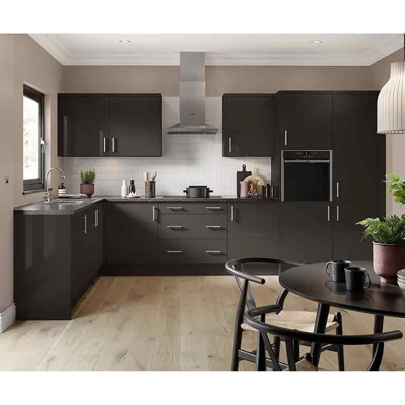 Kitchen Kit Slab 500mm Wall Cabinet - Super Gloss - Graphite - Flatpacked - FKKF0413 2 Kitchen Kit Slab 500mm Wall Cabinet - Super Gloss - Graphite - Flatpacked - FKKF0413 - Image 2