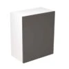 Kitchen Kit Slab 600mm Wall Cabinet - Super Gloss - Graphite - Flatpacked - FKKF0414