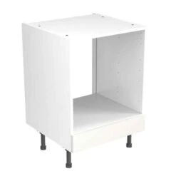 Kitchen Kit Slab 600mm Base Oven Cabinet - Ultra Matt - White - Flatpacked - FKKF0505