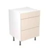 Kitchen Kit Slab 600mm 3 Drawer Base Cabinet - Ultra Matt - Cashmere - Flatpacked - FKKF0606