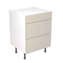 Kitchen Kit Slab 600mm 3 Drawer Base Cabinet - Ultra Matt - Light Grey - Flatpacked - FKKF0706