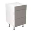 Kitchen Kit Slab 500mm 3 Drawer Base Cabinet - Ultra Matt - Dust Grey - Flatpacked - FKKF0841