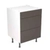 Kitchen Kit Slab 600mm 3 Drawer Base Cabinet - Ultra Matt - Graphite - Flatpacked - FKKF0906
