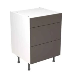 Kitchen Kit Slab 600mm 3 Drawer Base Cabinet - Ultra Matt - Graphite - Flatpacked - FKKF0906