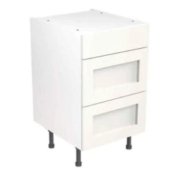 Kitchen Kit Shaker 500mm 3 Drawer Base Cabinet - Ultra Matt - White - Flatpacked - FKKH0541