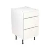 Kitchen Kit J-Pull 500mm 3 Drawer Base Cabinet - Super Gloss - White - Flatpacked - FKKJ0041