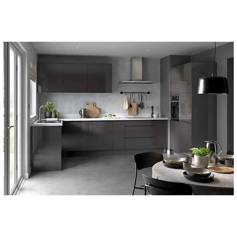 Kitchen Kit J-Pull 1000mm Base Cabinet - Super Gloss - Graphite - Flatpacked - FKKJ0408 2 Kitchen Kit J-Pull 1000mm Base Cabinet - Super Gloss - Graphite - Flatpacked - FKKJ0408 - Image 2