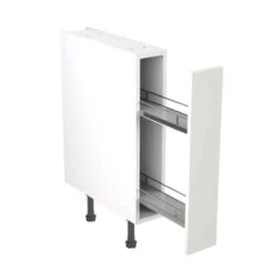 Kitchen Kit Value Slab 150mm Pull Out Base Cabinet - Standard Matt - White - Flatpacked - FKKM1051