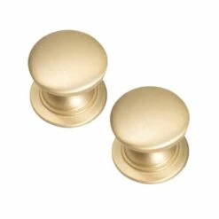 Kitchen Kit 32 Windsor Knob Kitchen Cabinet Handles - Pack Of 2 - Satin Brass - KKHAND9