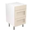 Kitchen Kit Rigid Shaker 500mm 3 Drawer Base Cabinet - Ultra Matt - Cashmere - Pre-Assembled - RKKH0641