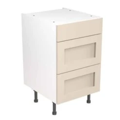 Kitchen Kit Rigid Shaker 500mm 3 Drawer Base Cabinet - Ultra Matt - Cashmere - Pre-Assembled - RKKH0641