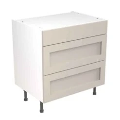 Kitchen Kit Rigid Shaker 800mm 3 Drawer Base Cabinet - Ultra Matt - Light Grey - Pre-Assembled - RKKH0707
